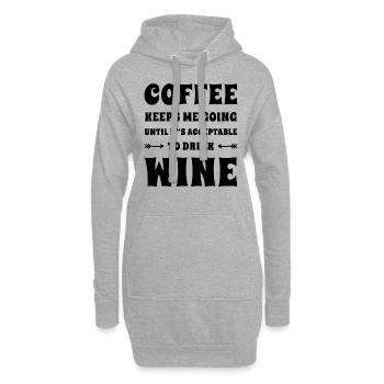 Kaffee Und Wein Lustig - Hoodie-Kleid - Grau meliert - Vorne