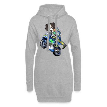 Cadeau de motard moto motard chien - Sweat-shirt à capuche long Femme - gris chiné - Devant
