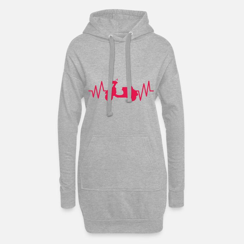 ROLLER HERZSCHLAG Moped Geschenk Für Rollerfahrer - Hoodie-Kleid - Grau meliert