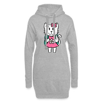 Katze Schule Einschulung Kinder Cartoon Geschenk - Hoodie-Kleid - Grau meliert - Vorne