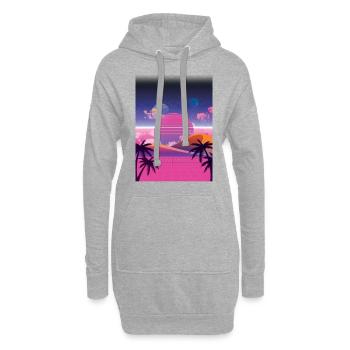 Vaporwave Beach - Sweat-shirt à capuche long Femme - gris chiné - Devant