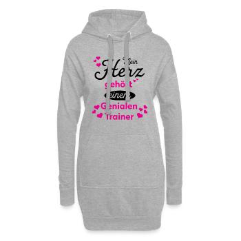 Coeur pour entraîneur shirt · Amoureux · Cadeau - Sweat-shirt à capuche long Femme - gris chiné - Devant