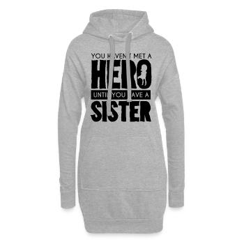 Ma soeur mon héros soeur héros - Sweat-shirt à capuche long Femme - gris chiné - Devant