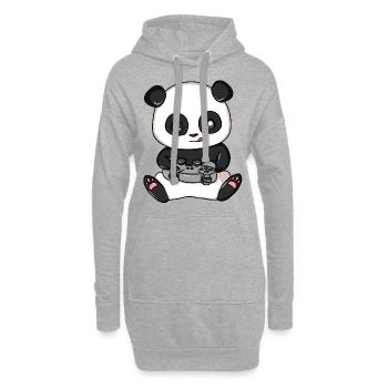 Panda Gamer Video Spieler Spielen Game Pandabär - Hoodie-Kleid - Grau meliert - Vorne