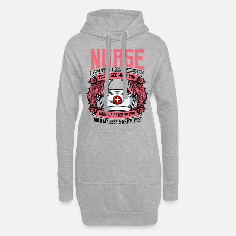 Krankenschwester - Hoodie-Kleid - Grau meliert