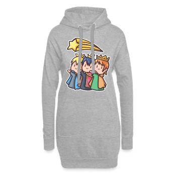 Heilige drei Könige Morgenland Weihnacht Geschenk - Hoodie-Kleid - Grau meliert - Vorne
