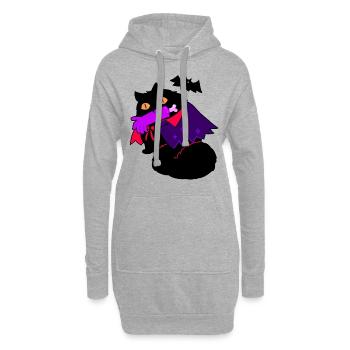 Katze Halloween Fledermaus unheimlich Geschenk - Hoodie-Kleid - Grau meliert - Vorne