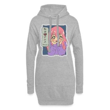 I Love Anime Japan Cartoon Film Serie Geschenk - Hoodie-Kleid - Grau meliert - Vorne