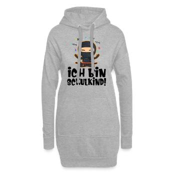 Schulbeginn Ninja Schulkind Spruch Einschulung - Hoodie-Kleid - Grau meliert - Vorne