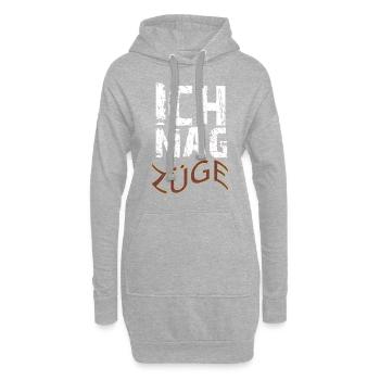 ich mag Züge - Hoodie-Kleid - Grau meliert - Vorne