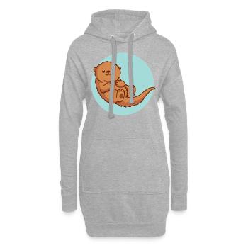 Otter Wassermarder Fischotter Zwergotter Geschenk - Hoodie-Kleid - Grau meliert - Vorne
