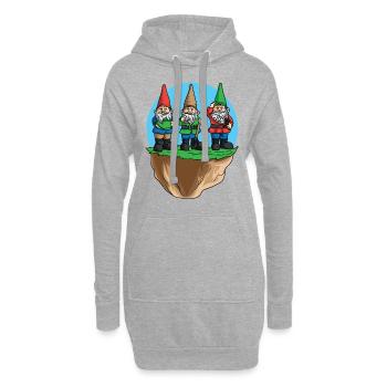Gartenzwerge Zwerg Garten Gärtner Gartenarbeit - Hoodie-Kleid - Grau meliert - Vorne