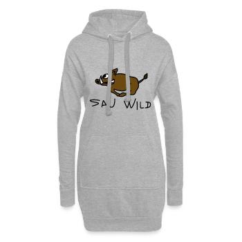 Sau wild / lustiges Tshirt für Jäger / Sau läuft - Hoodie-Kleid - Grau meliert - Vorne