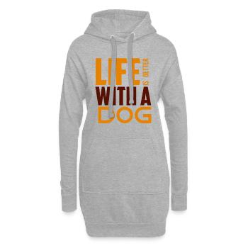 Leben mit Hund - Hoodie-Kleid - Grau meliert - Vorne