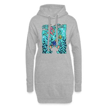 Aquarium méduse Poissons Eau Cartoon Cadeau - Sweat-shirt à capuche long Femme - gris chiné - Devant