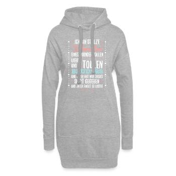 Geschenk für Schwester - Spruch Bruder lustig - Hoodie-Kleid - Grau meliert - Vorne