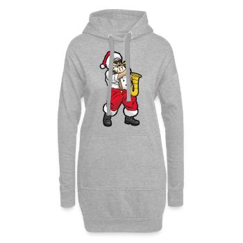 Saxofon Spieler Weihnachtsmann Nikolaus Saxophon - Hoodie-Kleid - Grau meliert - Vorne
