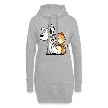 Chat Dalmate Tatouage - Sweat-shirt à capuche long Femme - gris chiné - Devant
