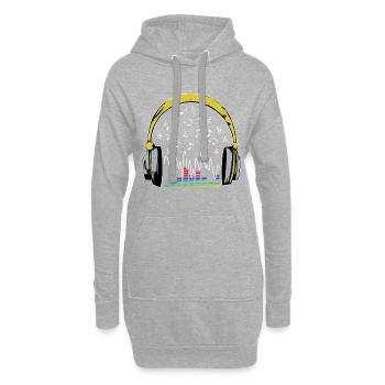 Musique de casque - Sweat-shirt à capuche long Femme - gris chiné - Devant