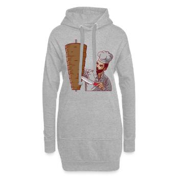 DÖNER KEBAP BAE Coupes Au Restaurant Döner - Sweat-shirt à capuche long Femme - gris chiné - Devant