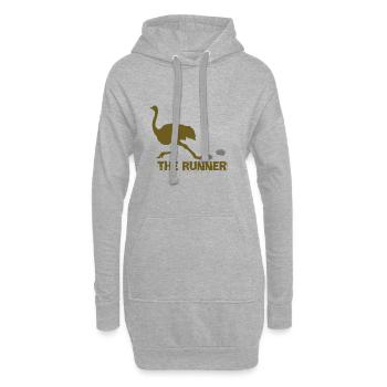 Animaux, autruche, le coureur - animaux, le hit - Sweat-shirt à capuche long Femme - gris chiné - Devant