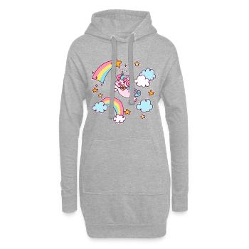 Einhorn Unicorn Regenbogen Sternschnuppe Geschenk - Hoodie-Kleid - Grau meliert - Vorne