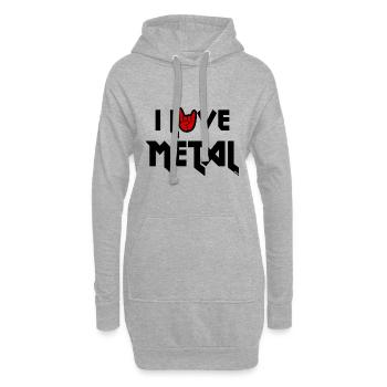 J'aime la musique en métal - Sweat-shirt à capuche long Femme - gris chiné - Devant