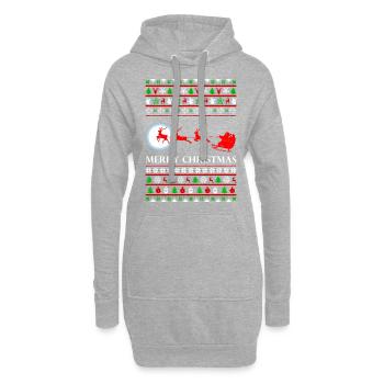 Ugly Christmas Santa Claus Design - Hoodie-Kleid - Grau meliert - Vorne