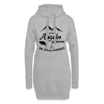 Zum Angeln geboren zum Arbeiten gezwungen - Hoodie-Kleid - Grau meliert - Vorne