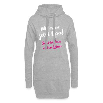 Wir essen jetzt Opa - Satzzeichen retten Leben - Hoodie-Kleid - Grau meliert - Vorne