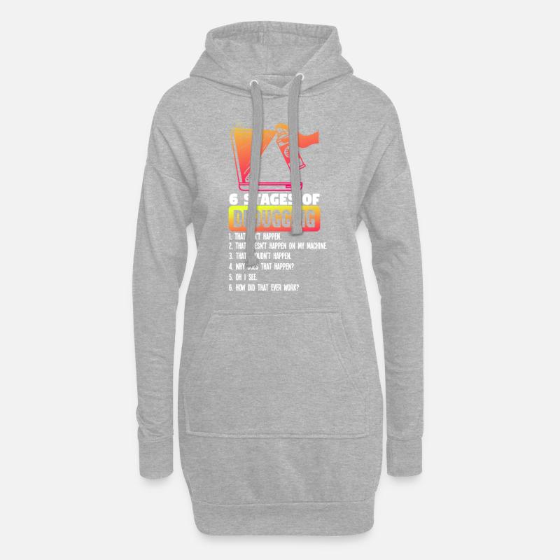 6 Stages Of Debugging - Hoodie-Kleid - Grau meliert
