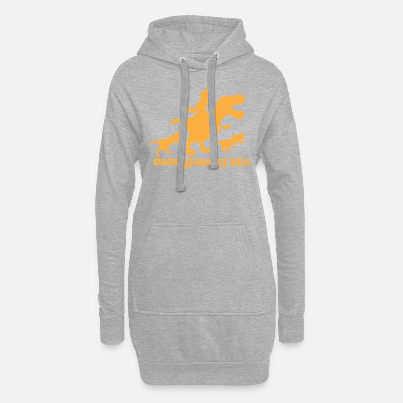 Daddysaurus Rex Papa von 3 Kindern - Hoodie-Kleid - Grau meliert