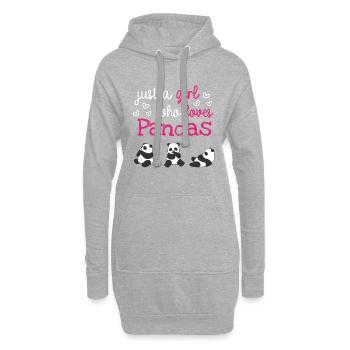 Panda amour Panda Pandas Amateur de panda Ours Panda - Sweat-shirt à capuche long Femme - gris chiné - Devant
