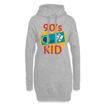 90s KID - Gamer - Hoodie-Kleid - Grau meliert - Vorne