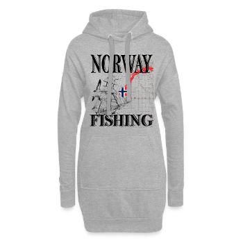 Norway -Norge-Norvège -Pêche - Sweat-shirt à capuche long Femme - gris chiné - Devant