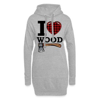 I Love Wood Cool Statement Lumberjack Gift - Hoodie Dress - heather grey - Front