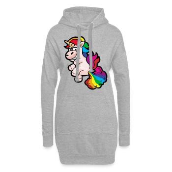 furzendes Regenbogeneinhorn - Hoodie-Kleid - Grau meliert - Vorne