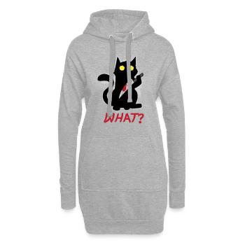 Quoi? Chat psycho tueur noir au sang de couteau - Sweat-shirt à capuche long Femme - gris chiné - Devant