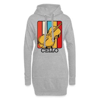 violoncelle - Sweat-shirt à capuche long Femme - gris chiné - Devant