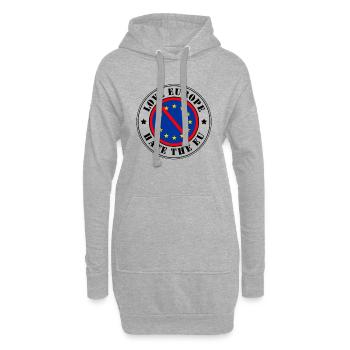 Anti EU - Love Europa Hate EU Stempel Brexit Dexit - Hoodie-Kleid - Grau meliert - Vorne