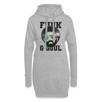 Funk and Soul Afro Disque Vinyle Cool Rétro - Sweat-shirt à capuche long Femme - gris chiné - Devant