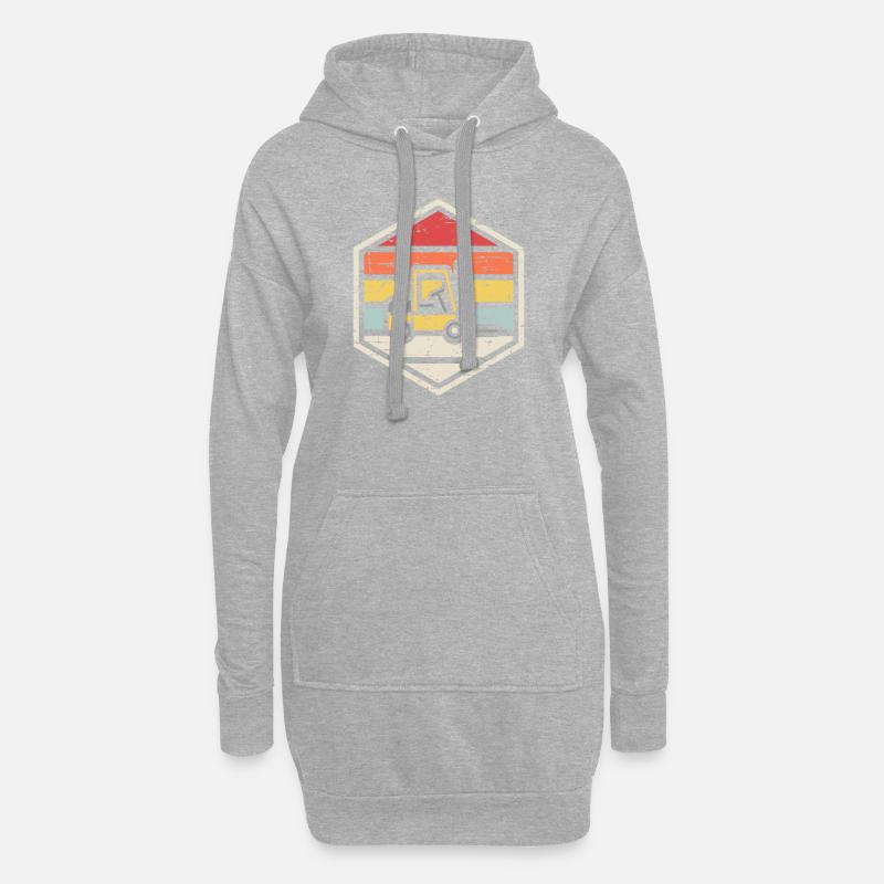 Retro Abzeichen Gabelstapler - Hoodie-Kleid - Grau meliert