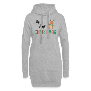 Erste Weihnachten first christmas baby niedlich - Hoodie-Kleid - Grau meliert - Vorne