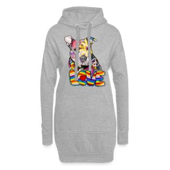Pitbull - Peace Love et Pitbulls - Sweat-shirt à capuche long Femme - gris chiné - Devant
