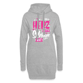 Schlager musique coeur - Sweat-shirt à capuche long Femme - gris chiné - Devant