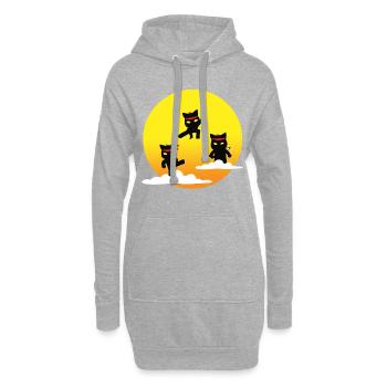 Ninja Katzen - Hoodie-Kleid - Grau meliert - Vorne