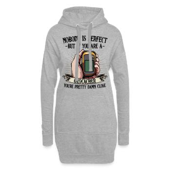 Nobody Is Perfect Geocaching Geocacher Geschenk - Hoodie-Kleid - Grau meliert - Vorne