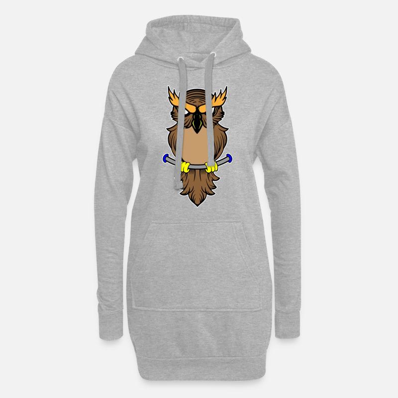 Eule - Hoodie-Kleid - Grau meliert