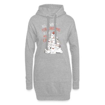 Weihnachten Katze Weihnachtsbaum Haustier Geschenk - Hoodie-Kleid - Grau meliert - Vorne
