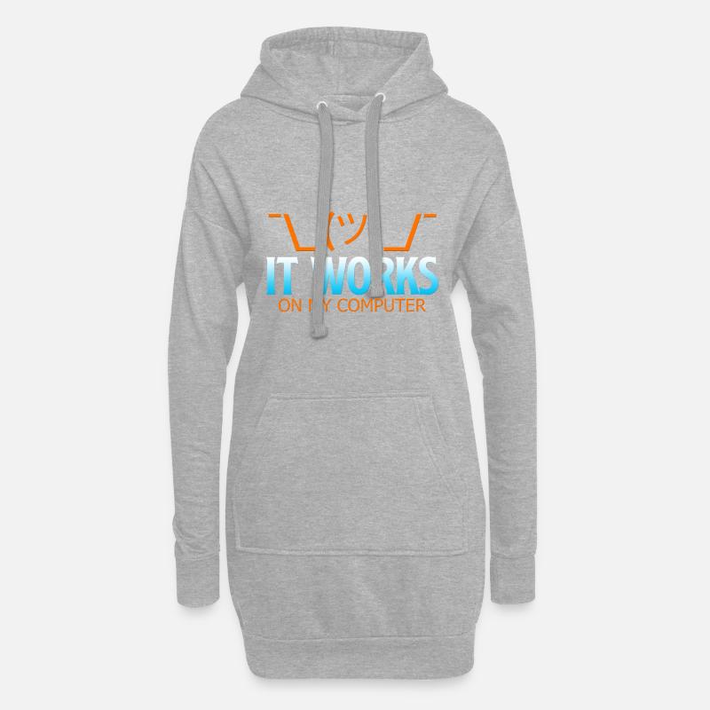 It works on my computer - Funny Developer Shirt - Hoodie-Kleid - Grau meliert